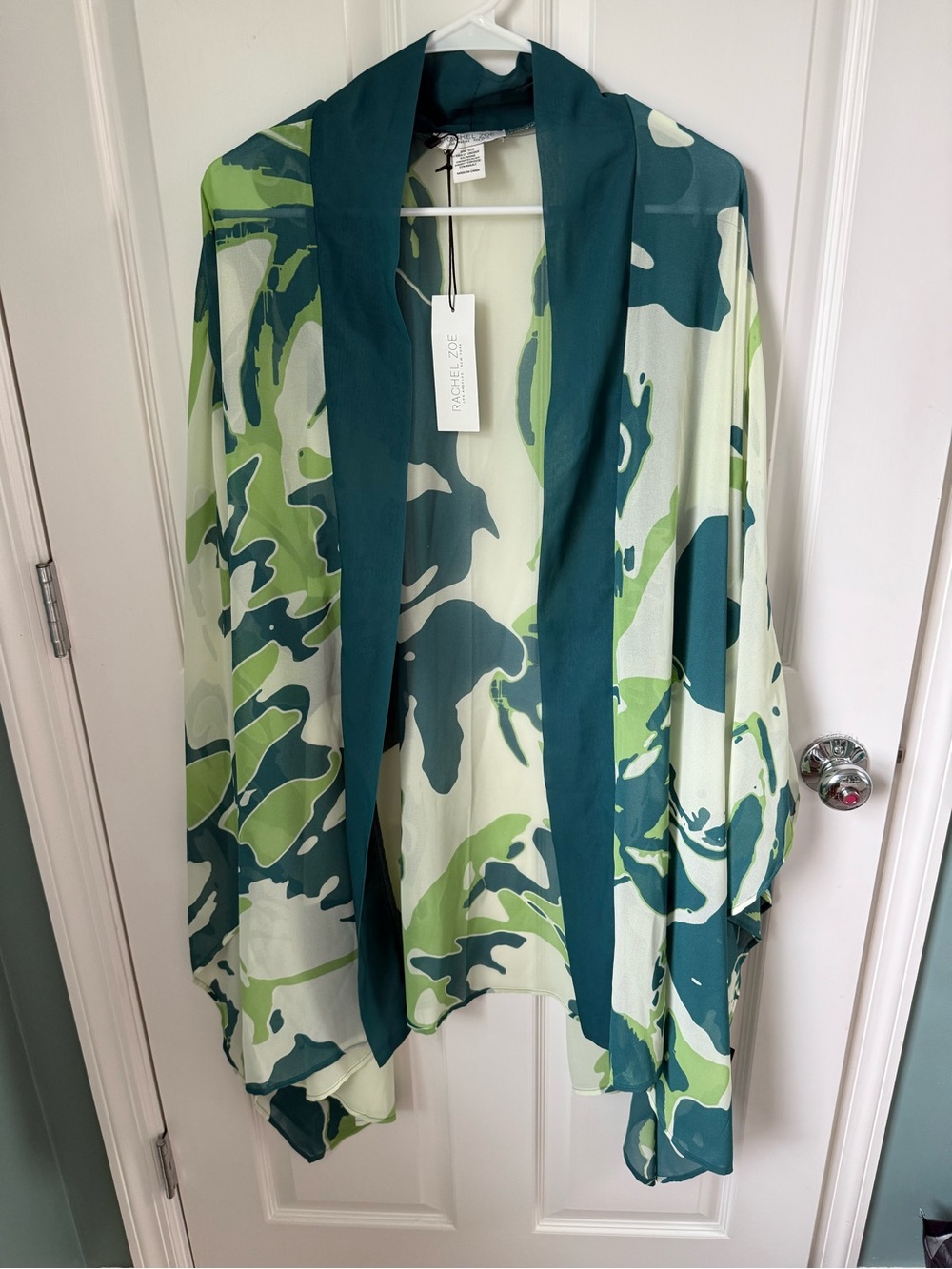 Sheer Green & Teal Print Kimono
